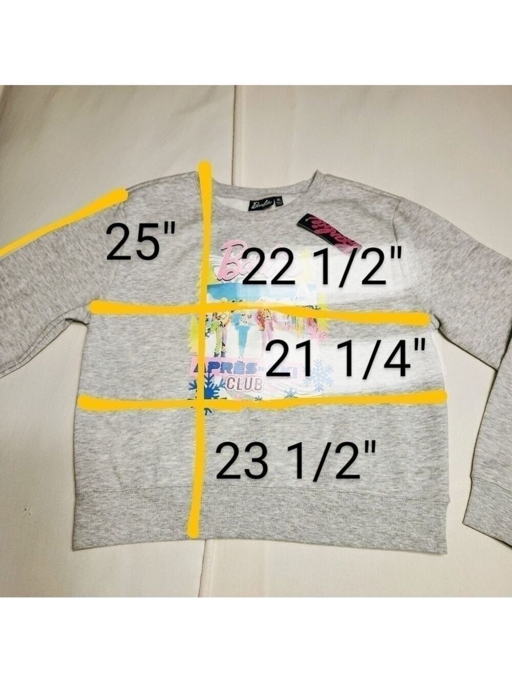 Barbie Heathered Gray Fleece Pullover Sweatshirt Large - Picture 8 of 8